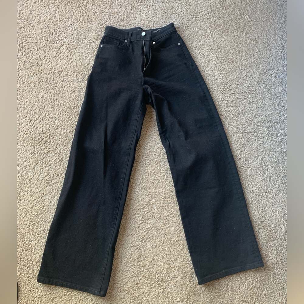 High rise wide leg banana republic black denim jean